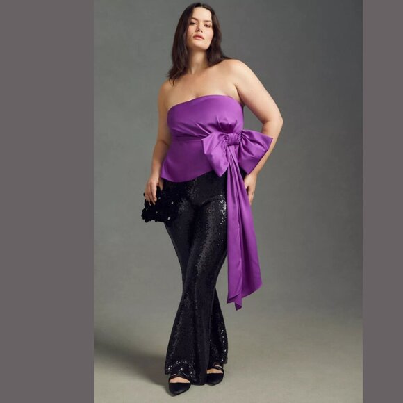 Anthropologie Atsu Strapless Bow Top Purple Medium Tube Corsage - Picture 10 of 10